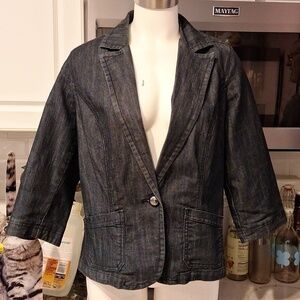 A women's Wak blue denim stretch plus size Jean jacket 1X